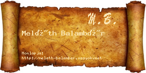 Meláth Balambér névjegykártya